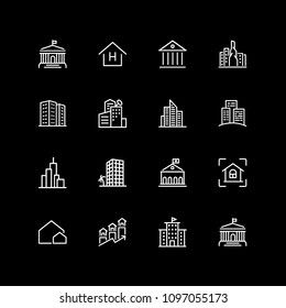 Set of establishment, city building line icons