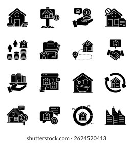 Set of Estate and Buildings Solid Icons
