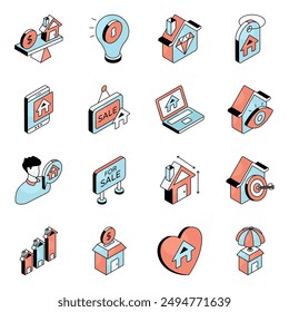 Set of Estate and Property Flat Icons

