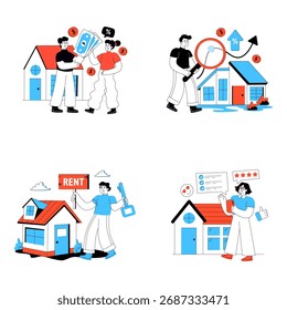 Conjunto de Ilustrações Planas de Propriedade e Propriedade