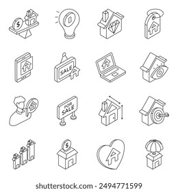 Set of Estate and Property Linear Icons

