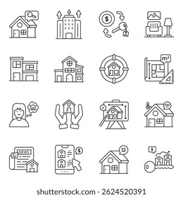 Set of Estate Sale and Purchase Linear Icons