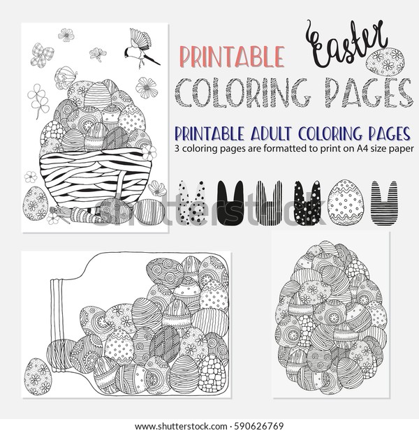 Download Set Ester Coloring Book Pages Adult Stock Vector Royalty Free 590626769