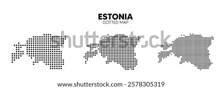 Set of Estonia dotted map on white isolated vector