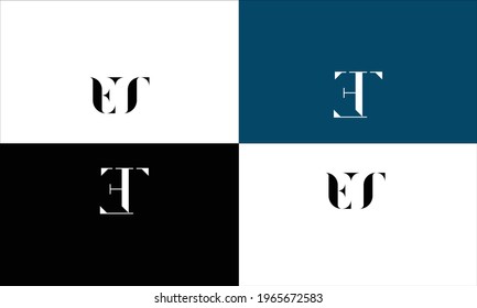 Set Of ET ,TE Abstract Letters Logo Monogram