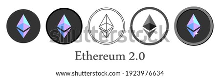 Set of Ethereum 2.0 crypto currency icons. Vector illustration.