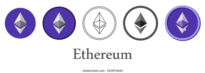 Set of Ethereum crypto currency icons. Vector illustration.