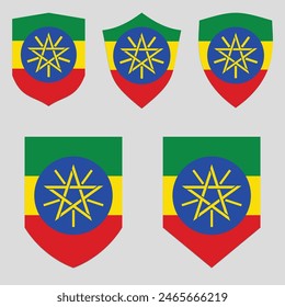 Set of Ethiopia Flag in Shield Shape Frame