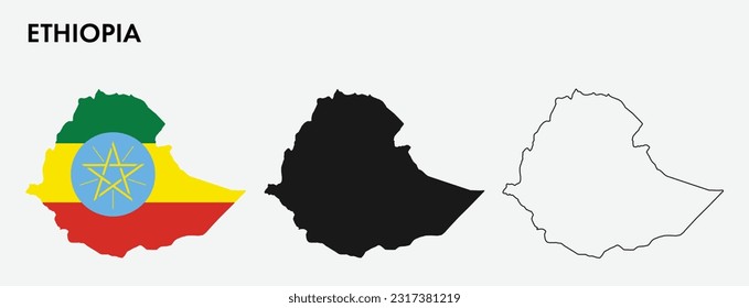 Set of Ethiopia map isolated on white background, vector illustration design