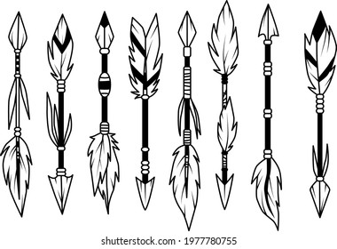 Set of Ethnic arrow with floral bouquet
 svg