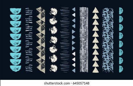 Set of ethnic art brushes in African style.