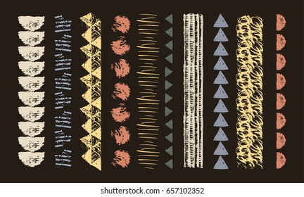 Set of ethnic art brushes in African style.