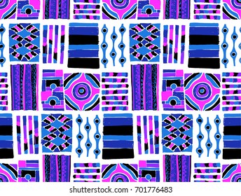 Set of ethnic art brushes in African style. The Aztec pattern. Oriental lace tape. Indian jewel. Embroidery on fabric. Asian ornament. Tribal art. The decoration of clothes. Ribbon, border.