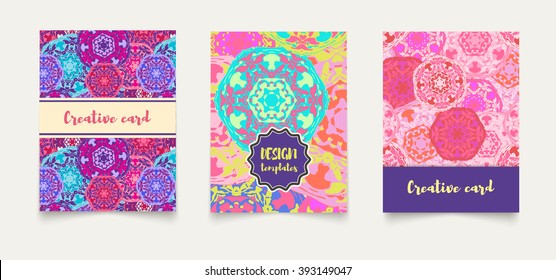 Set ethnic baby shower cards, invitations, flyers, banners a4. Decorated baby shower with ornaments from flower mandalas In Islamic, Ottoman, Moroccan, Indian style. Vintage vector baby shower designs