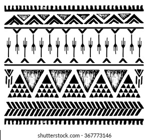 A set of ethnic borders. Vector illustration.