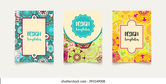 Set ethnic cards,baby shower, invitations, flyers, banners a4. Decorated with ornaments baby shower from flower mandalas. In Islamic, Ottoman, Moroccan, Indian style. Vintage vector designs