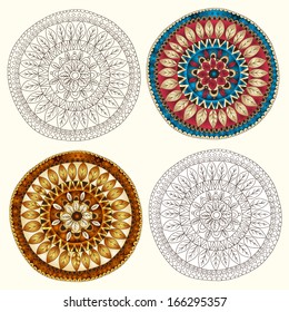 Set of ethnic design elements. Card design template. Can be used for invitation, menu, ottoman, card design, for pillow design, banners, signs and others