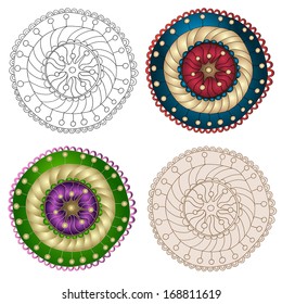 Set of ethnic design elements. Card design template. Can be used for invitation, menu, ottoman, card design, for pillow design, banners, signs and others