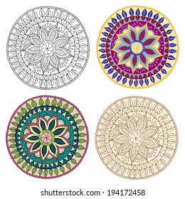 Set of ethnic design elements. Card design template. Can be used for invitation, menu, ottoman, card design, for pillow design. Henna Paisley Mehndi Doodles Floral Vector Illustration Design Element.