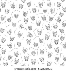 Set ethnic devil masks of different shapes for the logo, trademark, drawing on clothes, ornament tattoo, vector illustration