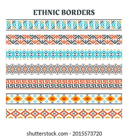 Set of Ethnic Element Strips Border, Ethnic strips motifs, ethnic Borders handmade with stripes