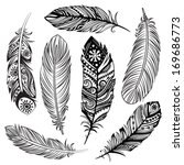 Set of ethnic feathers