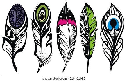 Set of ethnic feathers