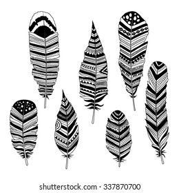 Set of ethnic feathers