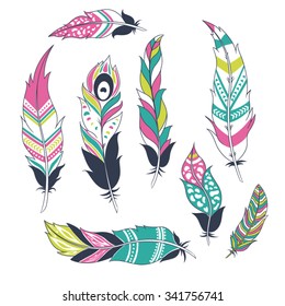 Set of ethnic feathers