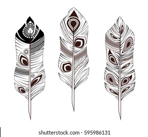 Set of ethnic feathers