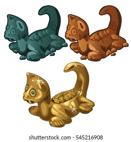 Set of ethnic figurine cat isolated on white background. Vector illustration.
