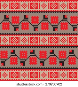 Set of Ethnic floral geometric pattern ornament in different colors. Vector illustration. From collection of Balto-Slavic ornaments