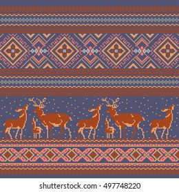 Set of Ethnic holiday ornament pattern in brown colors. Vector illustration. From collection of Balto-Slavic ornaments