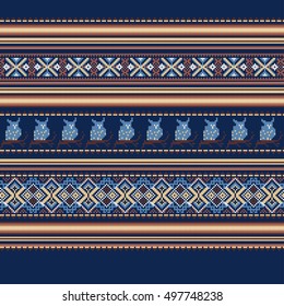 Set of Ethnic holiday ornament pattern in brown colors. Vector illustration. From collection of Balto-Slavic ornaments