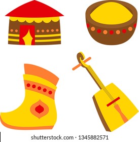 Set of ethnic household items
