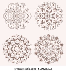 Set ethnic Oriental patterns. Collection of vector mandalas.