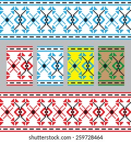 Set of Ethnic ornament pattern in different colors. Vector illustration. From collection of Balto-Slavic ornaments