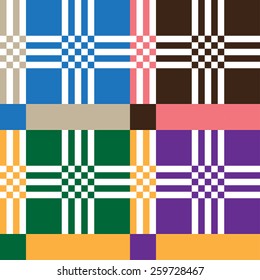 Set of Ethnic ornament pattern in different colors. Vector illustration. From collection of Balto-Slavic ornaments