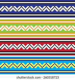 Set of Ethnic ornament pattern in different colors. Vector illustration. From collection of Balto-Slavic ornaments