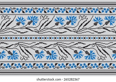 Set of Ethnic ornament pattern in different colors. Vector illustration. From collection of Baltic-Slavic ornaments 
