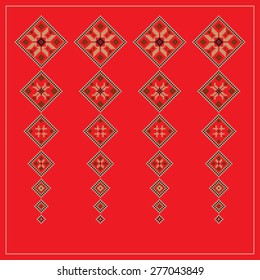 Set of Ethnic ornament pattern in different colors. Vector illustration. From collection of Balto-Slavic ornaments