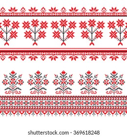 Set of Ethnic ornament pattern in different colors. Vector illustration. From collection of Balto-Slavic ornaments