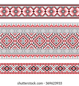 Set of Ethnic ornament pattern in different colors. Vector illustration. From collection of Balto-Slavic ornaments