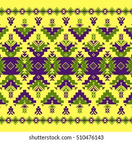 Set of Ethnic ornament pattern in different colors. Vector illustration. From collection of Balto-Slavic ornaments