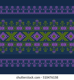 Set of Ethnic ornament pattern in different colors. Vector illustration. From collection of Balto-Slavic ornaments