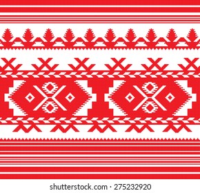 Set of Ethnic ornament pattern in red color. Vector illustration. From collection of Balto-Slavic ornaments