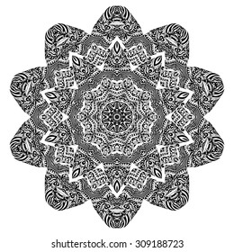 Set of ethnic ornamental floral pattern. Henna mehndi design elements. Hand drawn mandalas. Orient traditional background. Lace circular ornaments. Indian, Islamic, Asian, ottoman, Arabic  motifs.
