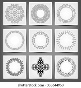 Set of ethnic ornamental floral pattern. Hand drawn mandalas.