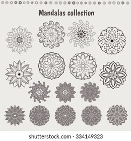 Set of ethnic ornamental pattern. Mandalas collection.