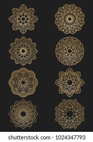 Set of ethnic round ornaments. Mandala.